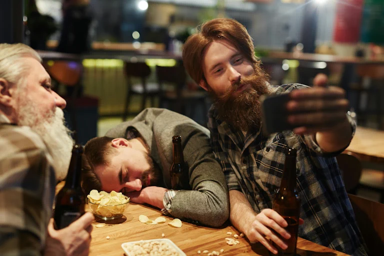 Man passed out from drinking with friends