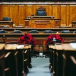 Wooden Interior of a Courthouse