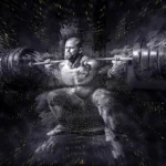 Man squatting heavy weight